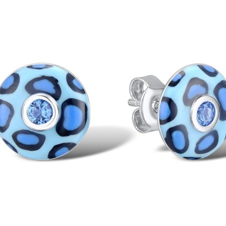 Sterling Silver Earrings Blue Spinel,Enamel (E310114ENASL925)