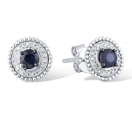 14KWB Earrings Blue Sapphire,Diamond (E310130SAP14KWB)