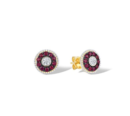 14KYWB Earrings Ruby,Diamond (E310132RUY14KYWB)