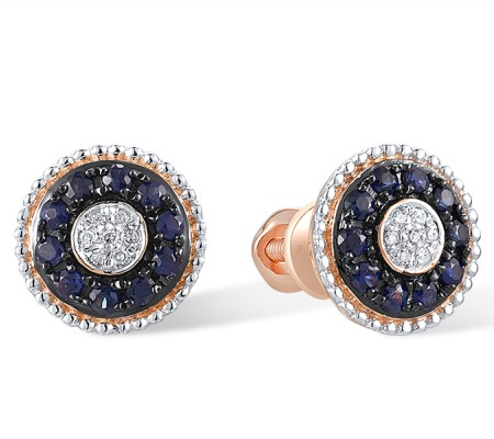 14KRWB Earrings Blue Sapphire,Diamond (E310132SAP14KRWB-SR)