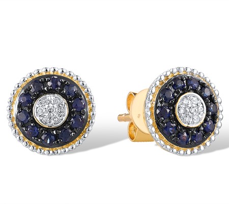 14KYWB Earrings Diamond,Blue Sapphire (E310132SAP14KYWB)