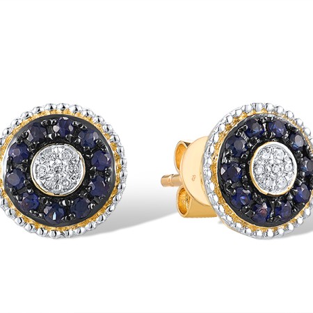 14KYWB Earrings Diamond,Blue Sapphire (E310132SAP14KYWB)