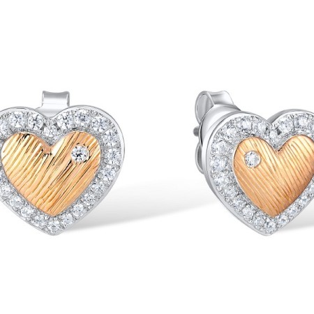 Sterling Silver w/ IONIC ROSE PLATING Earrings White Cubic Zirconia (E310233WCZSQ925)