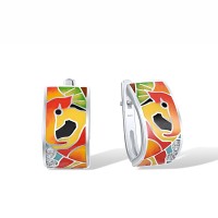 Sterling Silver Earrings Enamel,White Cubic Zirconia (E310243ENASL925)