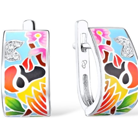 Sterling Silver Earrings Enamel,White Cubic Zirconia (E310244ENASL925)
