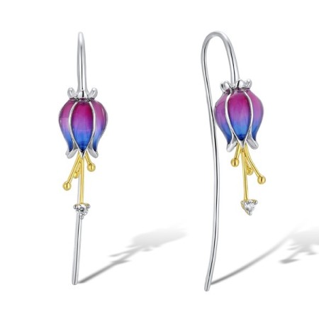 Sterling Silver w/ IONIC YELLOW PLATING Earrings Enamel,White Cubic Zirconia (E310397ENASP925)