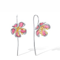 Sterling Silver w/ IONIC YELLOW PLATING Earrings Enamel,White Cubic Zirconia (E310398ENASP925)