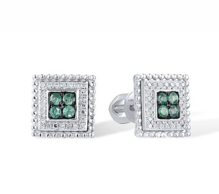 14KWB Earrings Diamond,Emerald (E310431EMR14KWB)