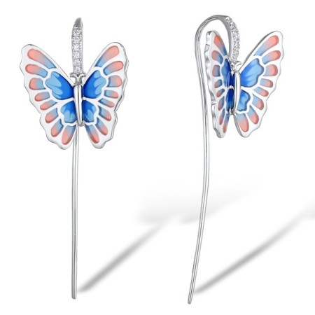 Sterling Silver Earrings Enamel,White Cubic Zirconia (E310443ENASL925)