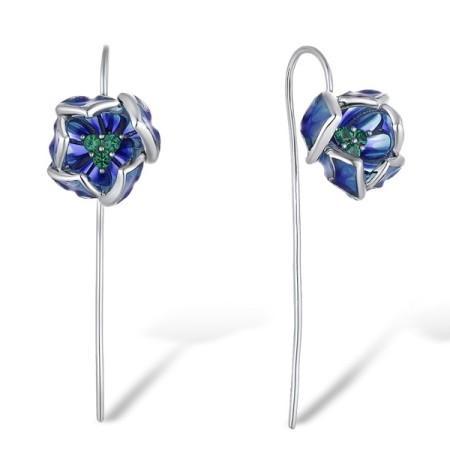 Sterling Silver Earrings Enamel,Green Spinel (E310444ENASL925)