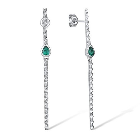 Sterling Silver Earrings Created Emerald (E310536CEMSL925)