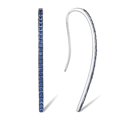 Sterling Silver w/ Black White Plating Earrings Blue Nano Cubic Zirconia (E310554ASBNZSK925)