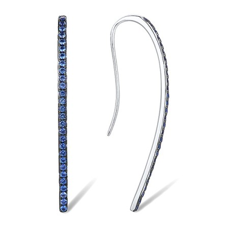 Sterling Silver w/ Black White Plating Earrings Blue Nano Cubic Zirconia (E310554ASBNZSK925)