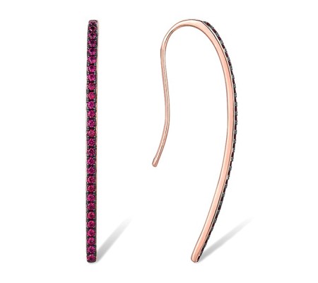 Sterling Silver w/ Rose Black Plating Earrings Created Ruby (E310554ASCRUSD925)