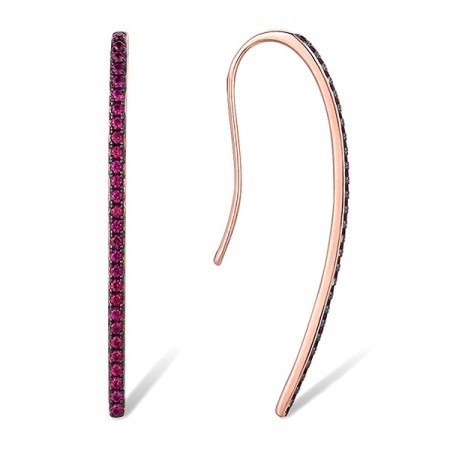 Sterling Silver w/ Rose Black Plating Earrings Created Ruby (E310554ASCRUSD925)