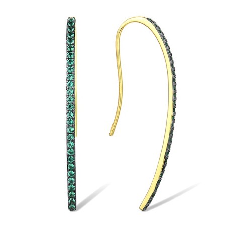 Sterling Silver w/ Yellow Black Plating Earrings Green Spinel (E310554ASGSNSC925)