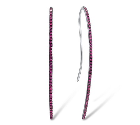 Sterling Silver w/ Black White Plating Earrings Created Ruby (E310554SCRUSK925)