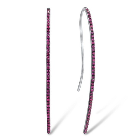 Sterling Silver w/ Black White Plating Earrings Created Ruby (E310554SCRUSK925)