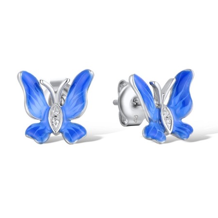 Sterling Silver Earrings Enamel,White Cubic Zirconia (E310700ENASL925)