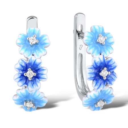 Sterling Silver Earrings Enamel,White Cubic Zirconia (E310711ENASL925)