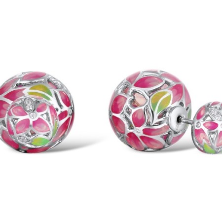 Sterling Silver Earrings Enamel,White Cubic Zirconia (E310736ENASL925)