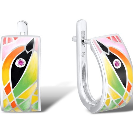 Sterling Silver Earrings Created Ruby,Enamel (E310748ENASL925)