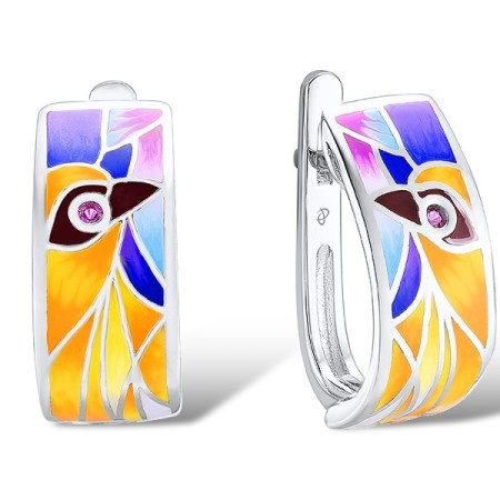 Sterling Silver Earrings Created Ruby,Enamel (E310760ENASL925)