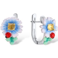 Sterling Silver w/ IONIC YELLOW PLATING Earrings Enamel,Yellow Glass (E310788ENA1SP925)