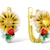 Sterling Silver w/ Yellow Plating Earrings Yellow Glass,Enamel (E310788ENASY925)