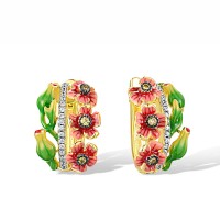 Sterling Silver w/ Yellow Black White Plating Earrings Enamel,White Cubic Zirconia,Yellow Cubic Zirconia (E310789ENASZ925)