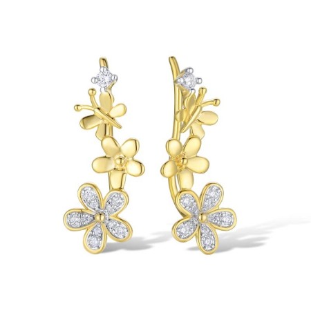 Sterling Silver w/ IONIC YELLOW PLATING Earrings White Cubic Zirconia (E310836WCZSP925)