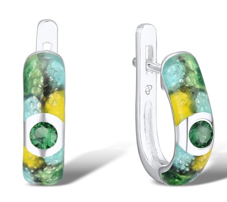 Sterling Silver Earrings Enamel,Green Spinel (E310927ENASL925)