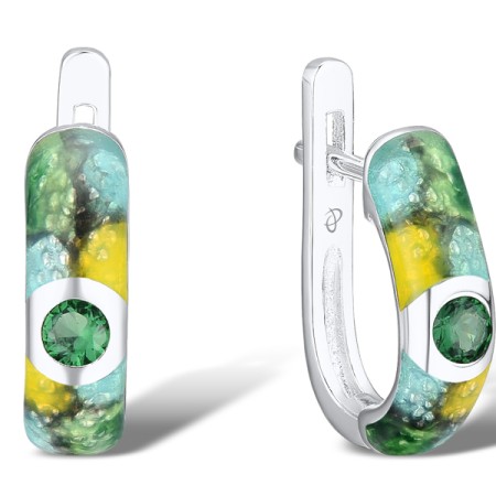 Sterling Silver Earrings Enamel,Green Spinel (E310927ENASL925)
