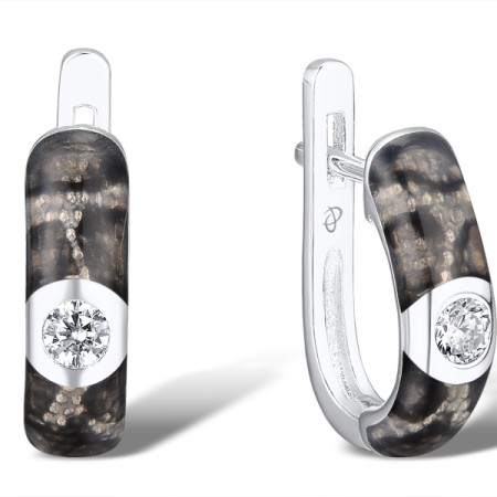 Sterling Silver Earrings White Cubic Zirconia,Enamel (E310932AENA2SL925)