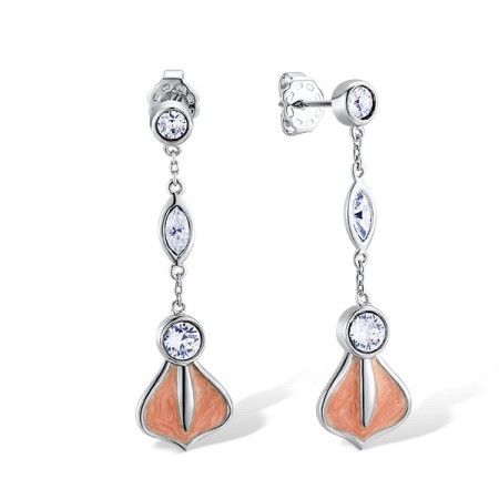 Brass w/ White Gold Plating Earrings Enamel,Swarovski 001 (E311055AENA1BRW)