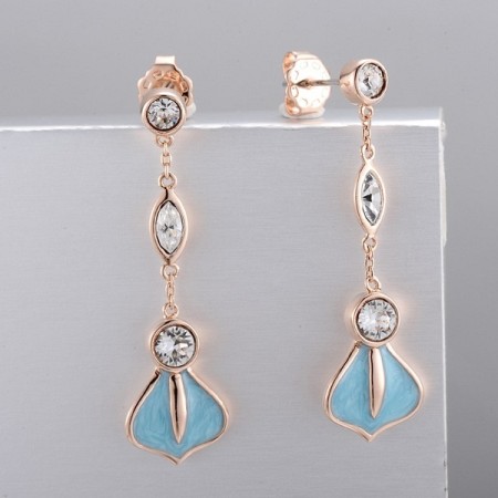 Brass w/ Rose Gold Plating Earrings Enamel,Swarovski 001 (E311055AENA4BRR)