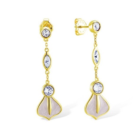 Brass w/ Yellow Gold Plating Earrings Enamel,Swarovski 001 (E311055AENA8BRY)