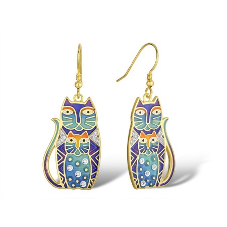 Sterling Silver w/ IONIC YELLOW PLATING Earrings Enamel,White Cubic Zirconia (E311126ENASP925)