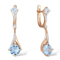 14KRW Earrings Blue Topaz (Sky Blue),Diamond (E311145BKT14KRW)