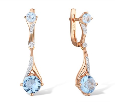 14KRW Earrings Blue Topaz (Sky Blue),Diamond (E311145BKT14KRW)