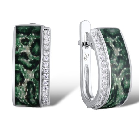Sterling Silver Earrings White Cubic Zirconia,Enamel (E311214ENASL925)