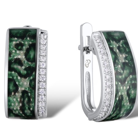 Sterling Silver Earrings White Cubic Zirconia,Enamel (E311214ENASL925)