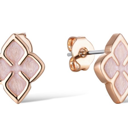 Brass w/ Rose Gold Plating Earrings Enamel (E311246ENA1BRR)