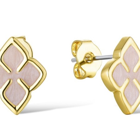 Brass w/ Yellow Gold Plating Earrings Enamel (E311246ENA1BRY)