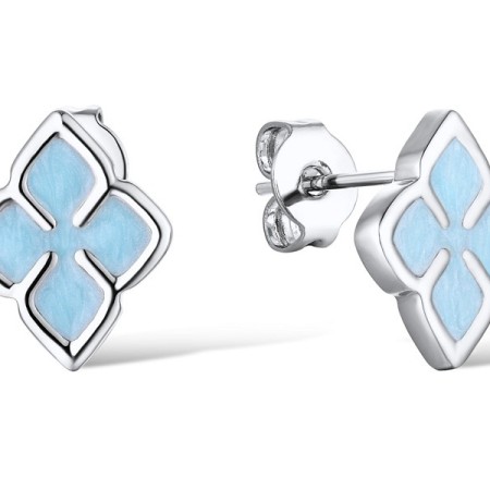 Brass w/ White Gold Plating Earrings Enamel (E311246ENA4BRW)