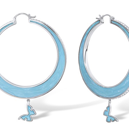 Brass w/ White Gold Plating Earrings Enamel,Swarovski 001 (E311247ENA4BRW)