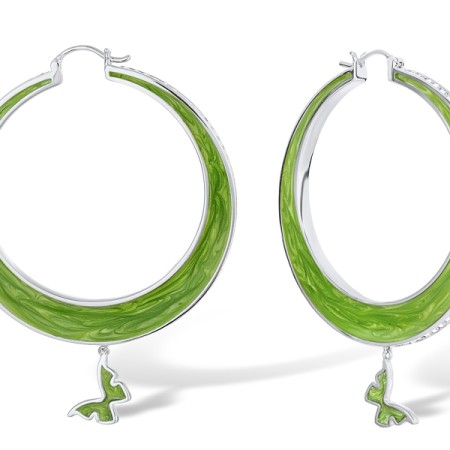 Brass w/ White Gold Plating Earrings Enamel,Swarovski 001 (E311247ENA7BRW)