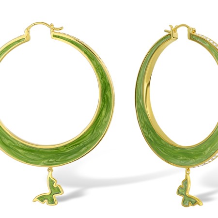 Brass w/ Yellow Gold Plating Earrings Enamel,Swarovski 001 (E311247ENA7BRY)