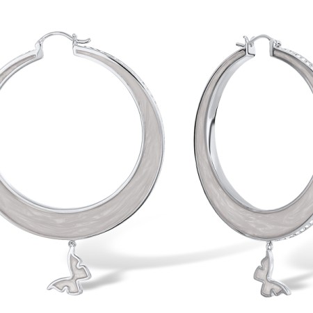 Brass w/ White Gold Plating Earrings Enamel,Swarovski 001 (E311247ENA8BRW)