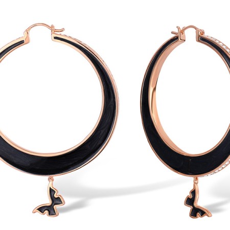 Brass w/ Rose Gold Plating Earrings Enamel,Swarovski 001 (E311247ENABRR)